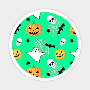 Spooky Halloween Pattern on Aqua Green Background Magnet